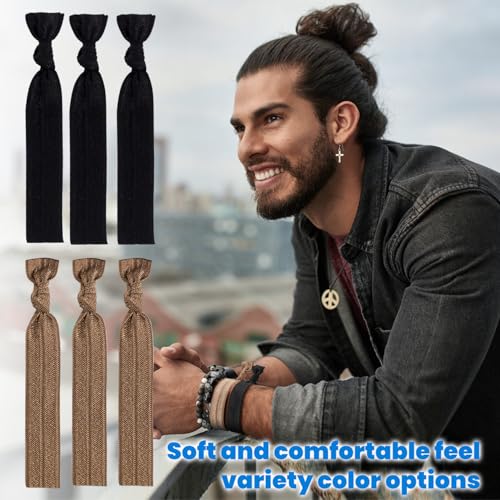 79style 100pcs Hair Ties For Men Bun Fabric Elastic Ribbon Hair Ties Ponytail Holders Mens Hair Bands Knotted Knot Hair Tie Men Guys Hair Accessories (10 Colors)