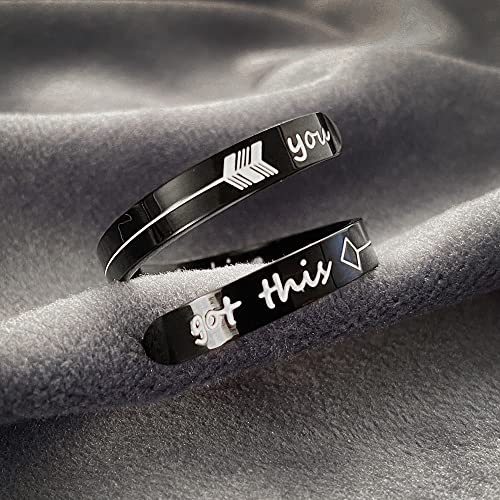 Opening Black Keep Going ring Stainless Steel Adjustable Never give up Jewelry Inspirational Opening Stacking Cute Hiphop Band - style: You F Got this
