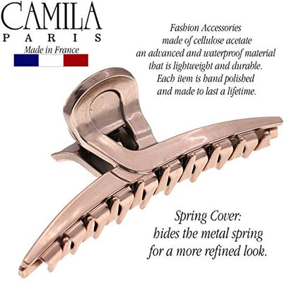 Camila Paris CP2597 French Hair Clip for Women, Narrow, Strong Hold Grip Double Teeth Girls Hair Claw Clips Jaw, Fashion Durable Styling Hair Accessories for Women, Made in France - color: Rose 4"