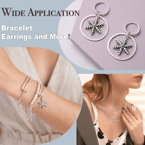 Heather's cf Star Charms for Jewelry Making Silver Tibetan Star Moon Snowflake Pendants Non Tarnish Metal Earring Charm for Bracelets Necklaces Earrings DIY Jewelry Making Supplies - color: Silver Snowflake - 110Pcs