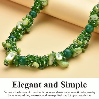 Beaded Necklaces Necklaces Shell- Colorful Beads y Summer 20-23 Inch - color: Green