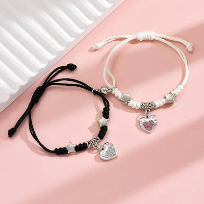 Matching Bracelets for Girlfriend Boyfriend, Couples Bracelets for Her Him, Matching Bracelet for Couples, Friendship Bracelets for Best Friends, Christmas Birthday Valentines Gifts for Women Men - style: Heart