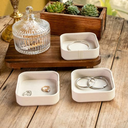 Set of 3 Small Stackable Jewelry Organizer Trays Mini Jewelry Drawer Oragnizer Small Jewelry Display Tray for Necklace Bracelet Rings Earrings and Makeup (White) - color: White