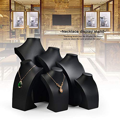 Oirlv Black Jewelry Display Bust Leather Necklace Display Stand For Show(H11.8inch) - size: H11.42"