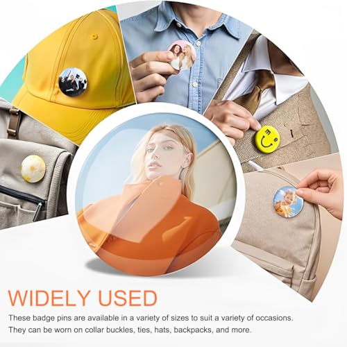 Personalized Photo Pin Buttons Custom Picture Pinback Set of 1-1000PCS Metal Commemorative Buttons - color: BLACK, size: 1.5in