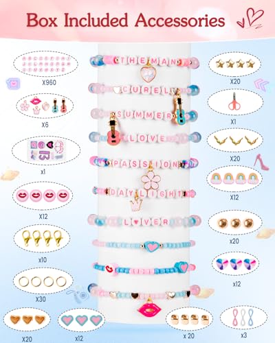 Goldwise Lover Themed Friendship Bracelet Kit for Fans, 2 Boxes Valentine’s Day Bracelet Making Kit with Clay, Glass, Seed Beads and Heart Charms, Inspired by 2019's Iconic Album, Birthdays Gifts - color: Lover