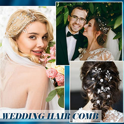 Maitys 44 Pieces Wedding Hair Accessories Faux Pearl Crystal Comb Clips U-shaped Flower Rhinestone Silver Pearl Hair Pieces for Prom Bride Bridesmaid(Delicate Style) - style: Delicate Style