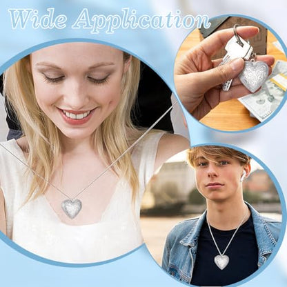 24Pcs Heart Photo Frame Charm 2 Styles Flat Round Stainless Steel Photo Locket Pendants Blank Memory Locket Picture Charms for Necklace Jewelry Making DIY Craft Women Gift - size: 29x29x7mm