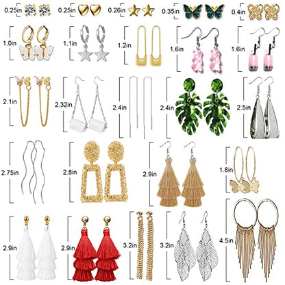 47 Pairs Trendy Boho Teardrop Geometric Acrylic Rattan Statement Dangle Drop Earrings for Christmas - style: B-47 Pairs Colorful Acrylic Earrings
