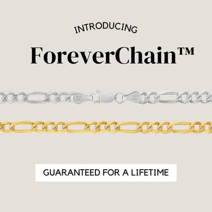 KISPER Italian 925 Sterling Silver Diamond Cut 5mm Figaro Link Chain Necklace & Bracelet Set - 22" Necklace & 7" Bracelet - Made in Italy