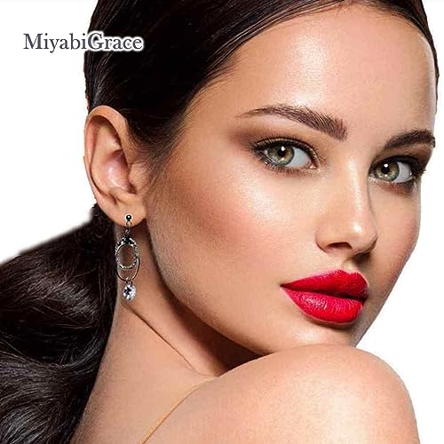 Drop Cubic Zirconia Invisible Clip On Earrings for Women Not Pierced Gold Teardrop Sqaure CZ Crystal Dangle Gold Silver Comfortable Clip On Earrings Bridal Wedding Prom - color: Oval Silver