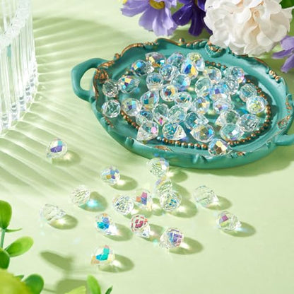 50Pcs Clear Faceted Teardrop Crystal Beads Electroplate Water Drop Glass Beads Top Drilled Teardrop Spacer Bead Waterdrop Chandelier Charms for DIY Earring Bracelet Necklace Jewelry Making - color: Clear