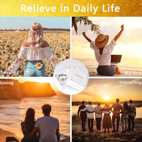POPLYKE Sterling Silver Anxiety Spinner Rings Spinning Fidget Rings for Women Relieve Stress Jewelry Gifts - color: Sunflower