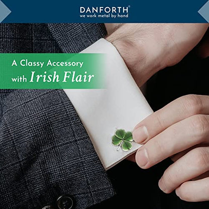 – Cufflinks For Men, Set Of 2, ¾” – Handmade High End Metal Cuff Links For Men – Fancy Jewelry For Guys – Made In USA - color: Green Four Leaf Clover