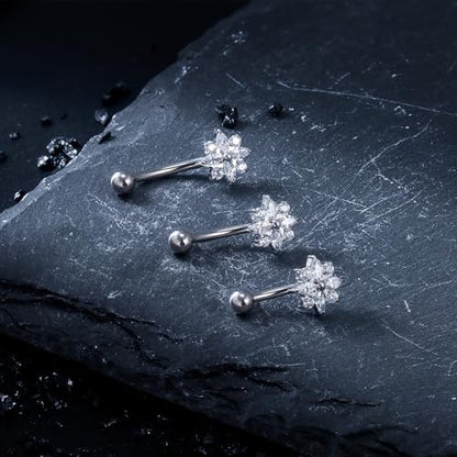 16G Astm F136 Titanium Eyebrow Piercing Jewelry Curved Barbell Eyebrow Ring Vertical Labret Lip Jewelry Daith Rook Earrings Navel Small Belly Button Ring Piercing Jewelry for Women Men CZ - style: 16G, 10MM Length-D