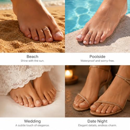 925 Sterling Silver Heart Toe Rings for Women Non Tarnish | Cute Dainty Love Knot Pinky Ring Adjustable Open Band Hypoallergenic Waterproof Summer Beach Wedding Foot Jewelry Accessories - color: Silver 2