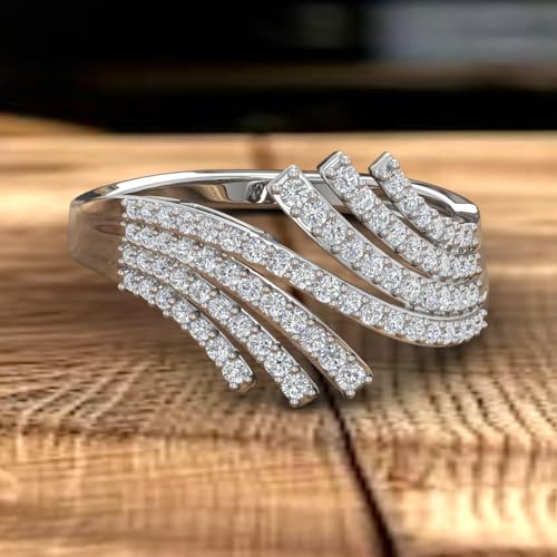 1/2 Carat Bypass Statement Diamond Ring in 10K Gold - color: White Gold