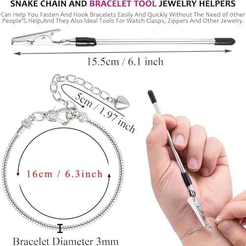 20 Piece Snake Chain Charm Bracelet with Helper, Adjustable Snake Charm Bracelet with Heart Lobster Clasp Extender Chain DIY Charm Chains for Women Christmas Gifts Jewelry Making - color: 20PCS 6.3 Inch Snake Bracelet with Bracelet Helper
