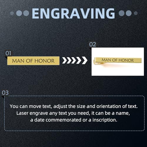 Custom Father Gifts Personalized Tie Clips for Men Custom Tie Bar Clips | Classic Pinch Engraved Text Stainless Steel Tie Bar Dad Personalized Gift Fathers Day - color: GOLD