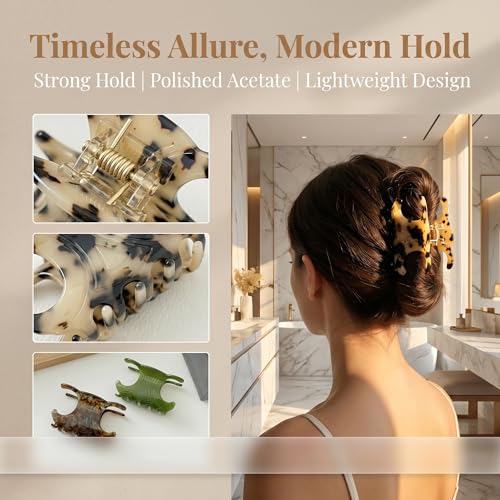 4Pcs Hair Clips for Women 4 Styles Small Medium Large Claw Clips for Thin Thick Curly Hair, Matte Rectangle Small Claw Clips for Thin/Medium Thick Hair, Hair Jaw Clip Nonslip (B) - style: B