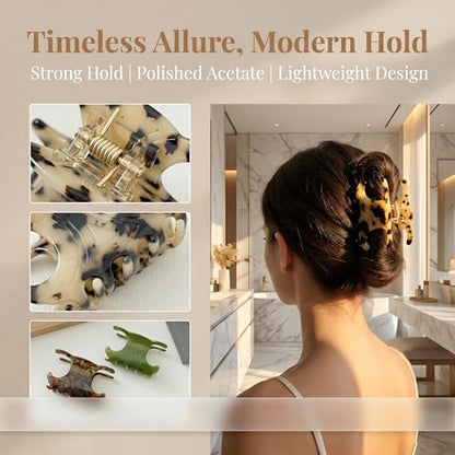 4Pcs Hair Clips for Women 4 Styles Small Medium Large Claw Clips for Thin Thick Curly Hair, Matte Rectangle Small Claw Clips for Thin/Medium Thick Hair, Hair Jaw Clip Nonslip (B) - style: B