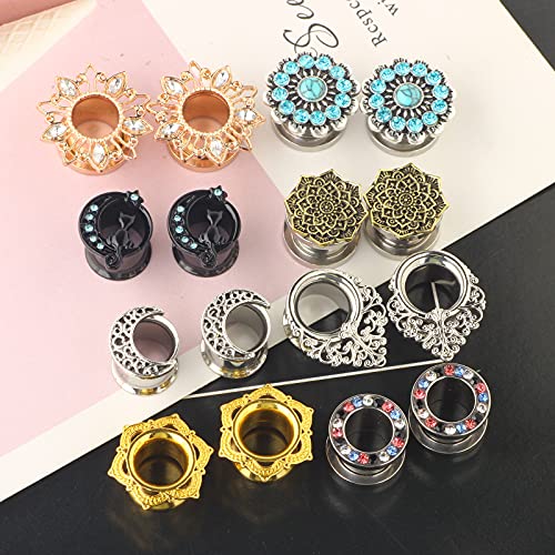 TIANCI FBYJS 8 Pairs Stainless Steel Ear Tunnles Earrings Gauges For Women Cat Body Piercing Plugs Stretcher - style: New 8mm=0g