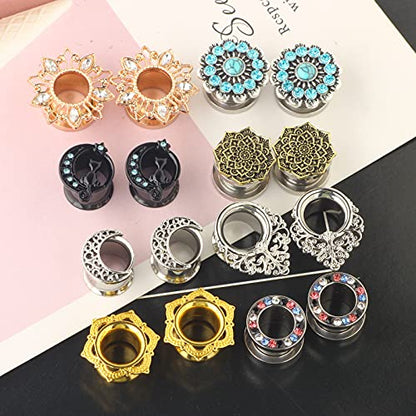 TIANCI FBYJS 8 Pairs Stainless Steel Ear Tunnles Earrings Gauges For Women Cat Body Piercing Plugs Stretcher - style: New 16mm=5/8''