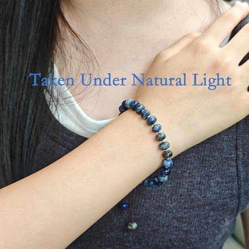 468Handmade Adjustable Natural Gemstone Crystal Bracelet Healing Power Energy Inspirational Gifts with Card for Unisex - color: 08-Blue Sodalite(Wisdom), size: 5x8mm