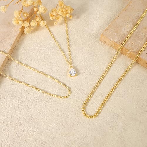 Dainty Layered Necklaces for Women,14k Gold Plated CZ Choker Necklace Stack | 14K Gold Plated Necklace set,Non Tarnish Hypoallergenic Beaded Paperclip Chain Necklace Stack Women's Minimalist Jewelry Gift - color: Gold-2