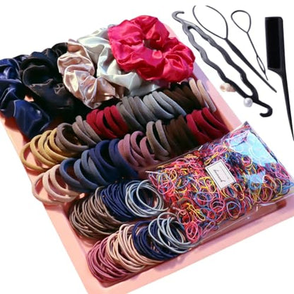 YANRONG 1159PCS Hair Accessories for Woman Set Seamless Ponytail Holders Variety Hair Scrunchies Hair Bands Scrunchy Hair Ties For Thick and Curly (Deep Colour) - color: Deep Colour
