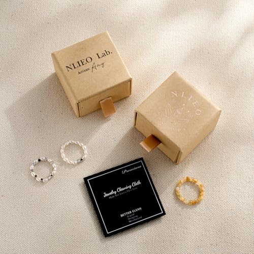 NLIEO Handmade Natural Gemstone Crystal Beaded Stretch Band Ring for Women | Handmade, 3mm Natural Stone, Size 7-12, Stretchy, Beaded Jewelry, Green Bead Rings, Trendy Jewelry Gift - style: Topaz