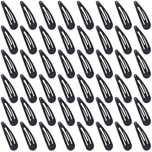 48 PCS Small Metal Barrettes For Women Non Slip Water Drop Snap Clips For Thick Thin Fine Hair Classic Accessories,Black,1.97 x 0.5 In - color: Black