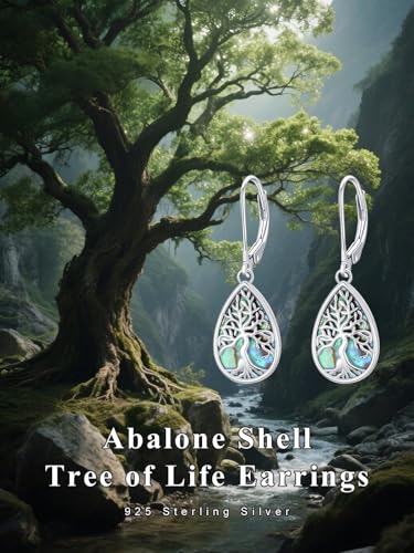 Dorunmo s925 Sterling Silver Western Dangle Drop Earrings Birthday Jewelry Gifts for Women - style: Abalone+Tree of life