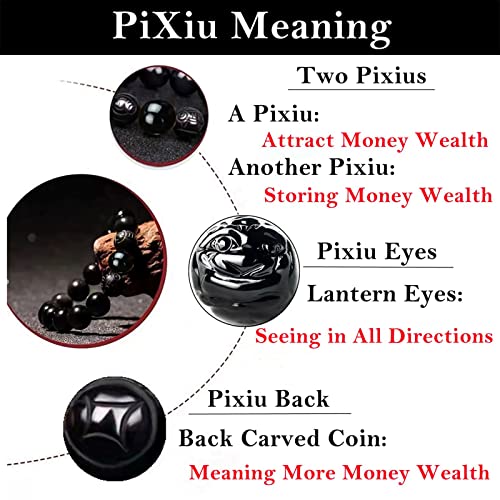 Black Obsidian Bracelet,Feng Shui Black Obsidian Wealth Bracelet for Women Men Couples Handmade Stretch Obsidian Bracelet Bangle with Carved Pixiu Tiger Eye Stone Attract Wealth Money and Good Luck - color: G,10mm,Obsidian