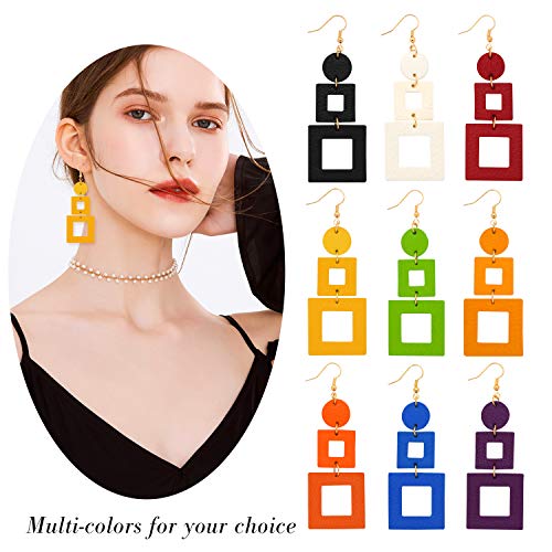 KINIVA Leather Dangle Earrings for Women Trendy, Lightweight Leaf Circle Lightning Earrings Drop, Jewelry Gifts for Women - color: 38 Yellow