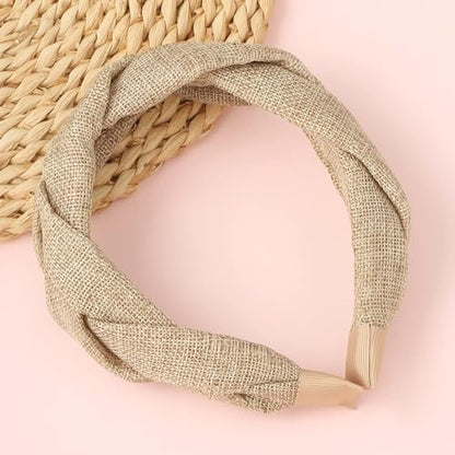 Madison Tyler Thick Headbands for Women | Wide Fabric Grey Braided Cute Handmade Makeup Hair Band for Girls | Thin Hair and Thick Hair | Skincare and Boho Spring Headband for Washing Face - color: Fabric Grey Headbands