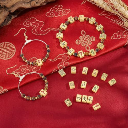 NBEADS 52 Pcs 13 Styles Bulk Mahjong Beads, 8.5x6mm Rectangle Large Hole Mahjong Beads Alloy Enamel Bead Set Loose Spacer Bead for Bracelets Necklace Earring Jewelry Making, Hole: 1.6mm