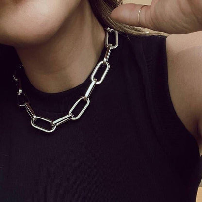 Chunky Chain Necklace for Women Men Bold Gold Statement Jewelry Trendy Layered Accessory - color: A-Chunky silver Necklace