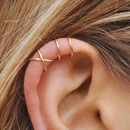 Longita Ear Cuff Earrings for Women non Piercing Ear Hoop Earrings Stainless Steel Clip On Cartilage Earring Huggie Dainty Minimal Crossed Conch Piercing Sparkling Jewelry Silver Rose Gold - color: A2: 8 pairs -gold