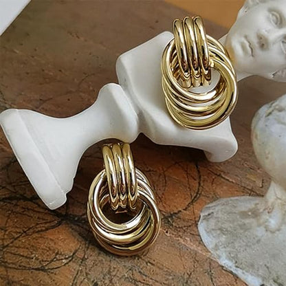 Jean Beau Chunky Gold Stud Earrings for Women Trendy Gold Plated Dangle Drop Prom Birthday Fashion Office Jewelry Gift - color: Gold
