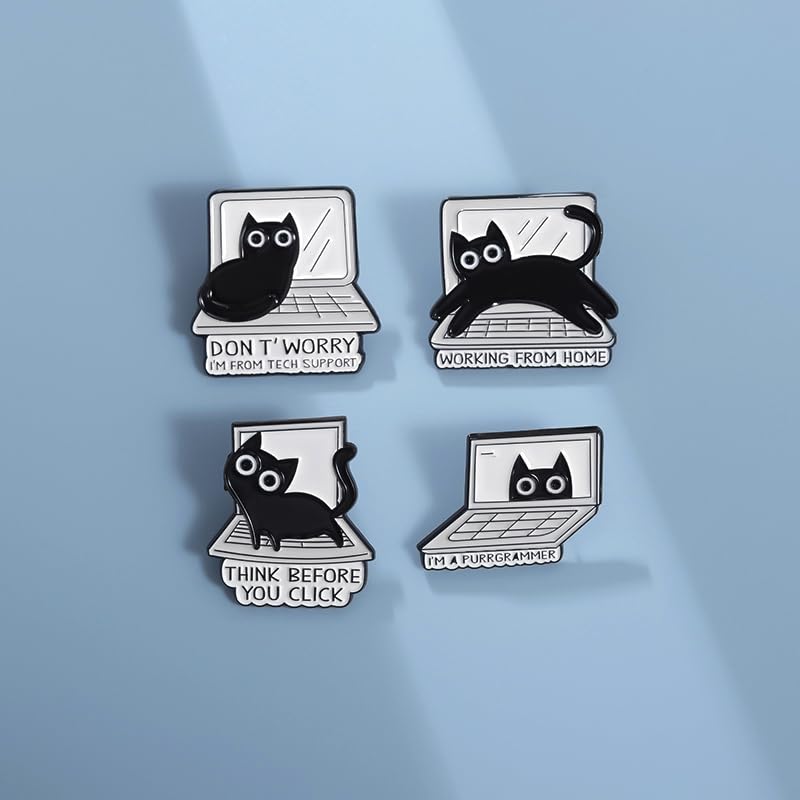 Cartoon Animal Enamel Brooch Set Cute Butterfly Duck Cat Lapel Pins for Backpacks Jacket Decoration Gifts for Friends - style: Cats 2