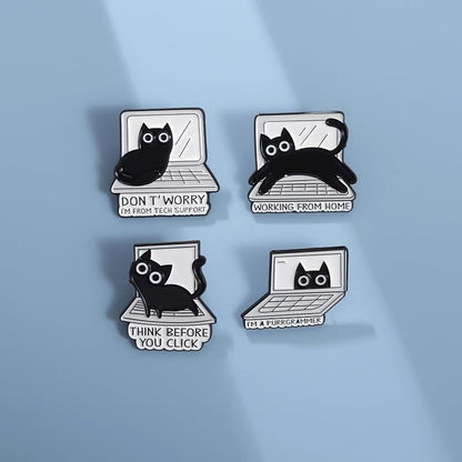 Cartoon Animal Enamel Brooch Set Cute Butterfly Duck Cat Lapel Pins for Backpacks Jacket Decoration Gifts for Friends - style: Cats 2