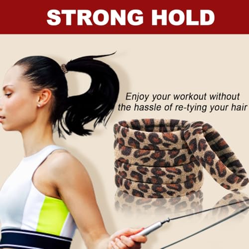 IKOCO 150PCS Seamless Hair Ties for Women, No Damage, Leopard Print | Cotton Ponytail Holders, Value Pack, Elastic, No Breakage, No Crease, Durable Hold, for Thick & Curly Hair - color: Leopard Animal Print