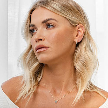 PAVOI 14K Gold Plated 925 Sterling Silver Cubic Zirconia Huggie Earrings | U-Shaped Snake Solitaire Small Round Huggie Stud Fashion Hoop Earrings for Women - style: Princess