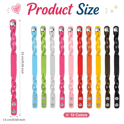 TXIN Faux Leather Snap Bracelets Blank Colorful Adjustable Plain PU Leather Wristband for DIY Jewelry Making Women Men Cuff Wrist Crafts