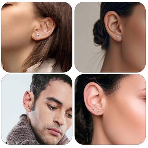 15 Pairs Ball Stud Earrings, Multi-Size Surgical Studs Earring, Simple Polished Ball Studs, Silver Stud Earring Set, Stainless Steel Jewelry for Women & Men(2mm 3mm 4mm 5mm 6mm)