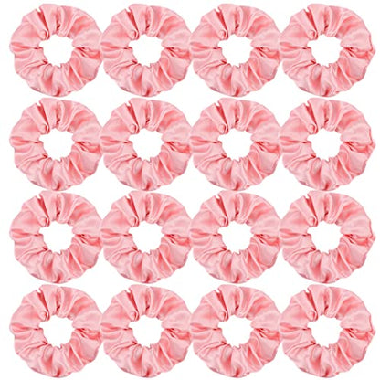 16 Pacs Pink Satin Scrunchies Bridesmaid Proposal Gifts Hair Ties Scrunchies for Women Girls Bachelorette Party Favors(Pink) - color: pink