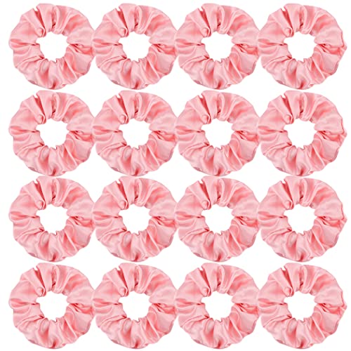 16 Pacs Pink Satin Scrunchies Bridesmaid Proposal Gifts Hair Ties Scrunchies for Women Girls Bachelorette Party Favors(Pink) - color: pink