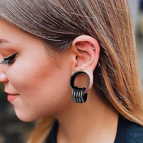 DOEARKO 2PCS Ear Gauges Cool Bat Saddle Ear Plugs Tunnels 316 Stainless Steel Hypoallergenic Earrings Gauges for Ears Expander Body Piercing Jewelry - color: #301 Black, size: 1"