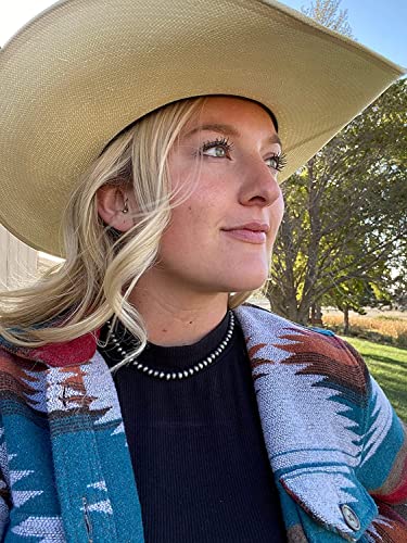 Western Jewelry Navajo Pearl Necklace for Women Handmade Long Boho Turquoise Pearls Layered Necklaces for Cowgirls - color: 1 Pearl Necklace